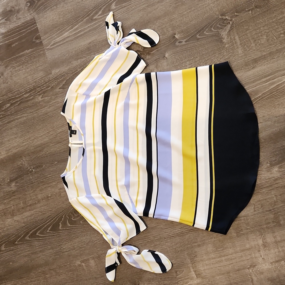 NWOT Ann Taylor Striped Blouse - Yellow, Black, White